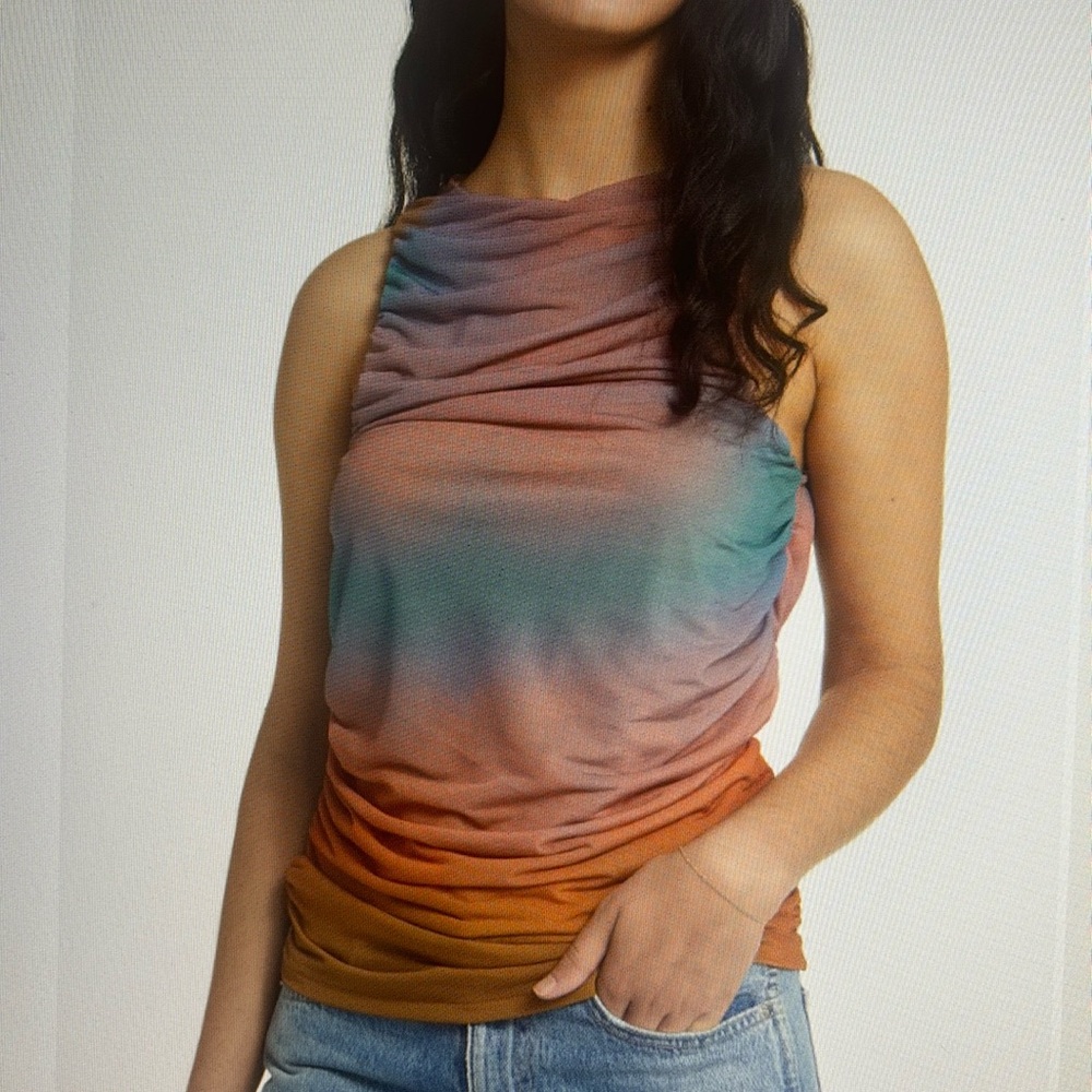 NWT Topshop Sunset Ombré Ruched tank.   Size Small